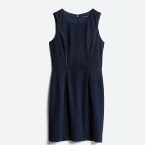 Stitch Fix Navy Blue Leather Detail Knit Dress